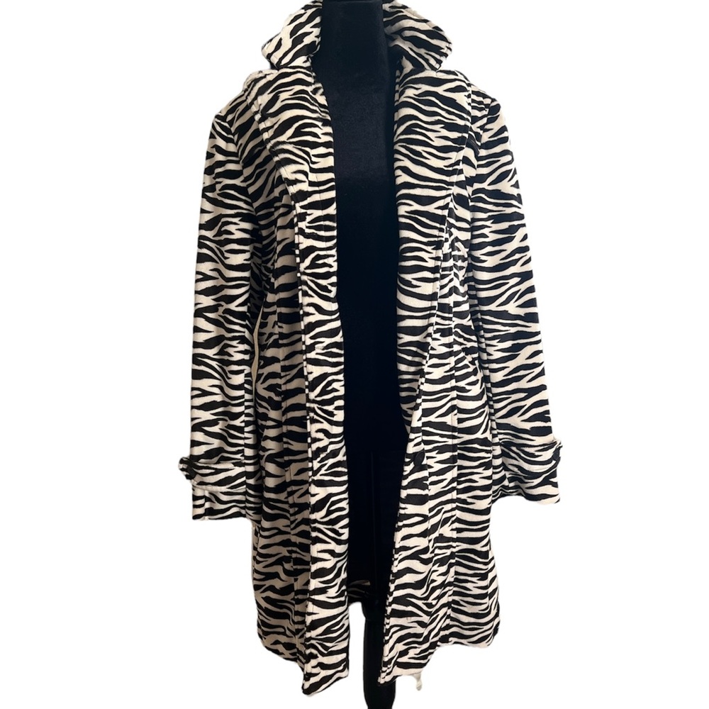 Gallery Zebra Print Long Coat Size M